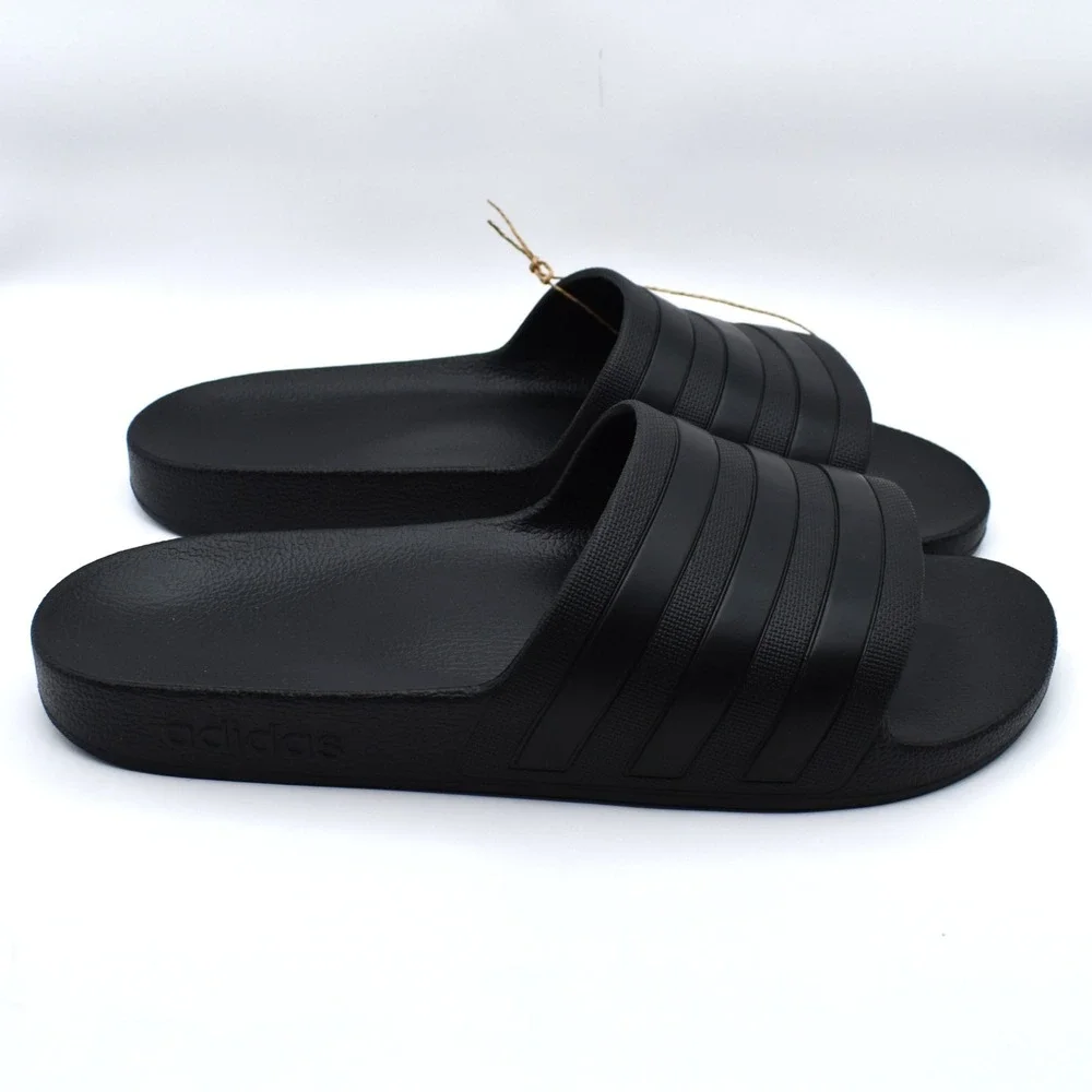 adidas Adilette Aqua Slides Sandals Slip On Men's 11 Women's 12 Black NWT F35550
